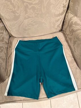 PINK Victoria's Secret Teal Bike Shorts with White Side Panels